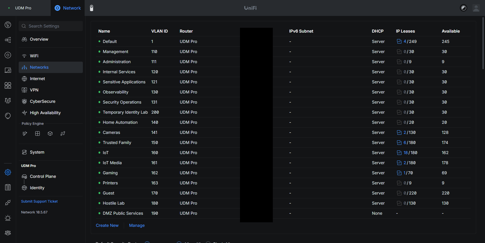 UniFi live network list after segmentation