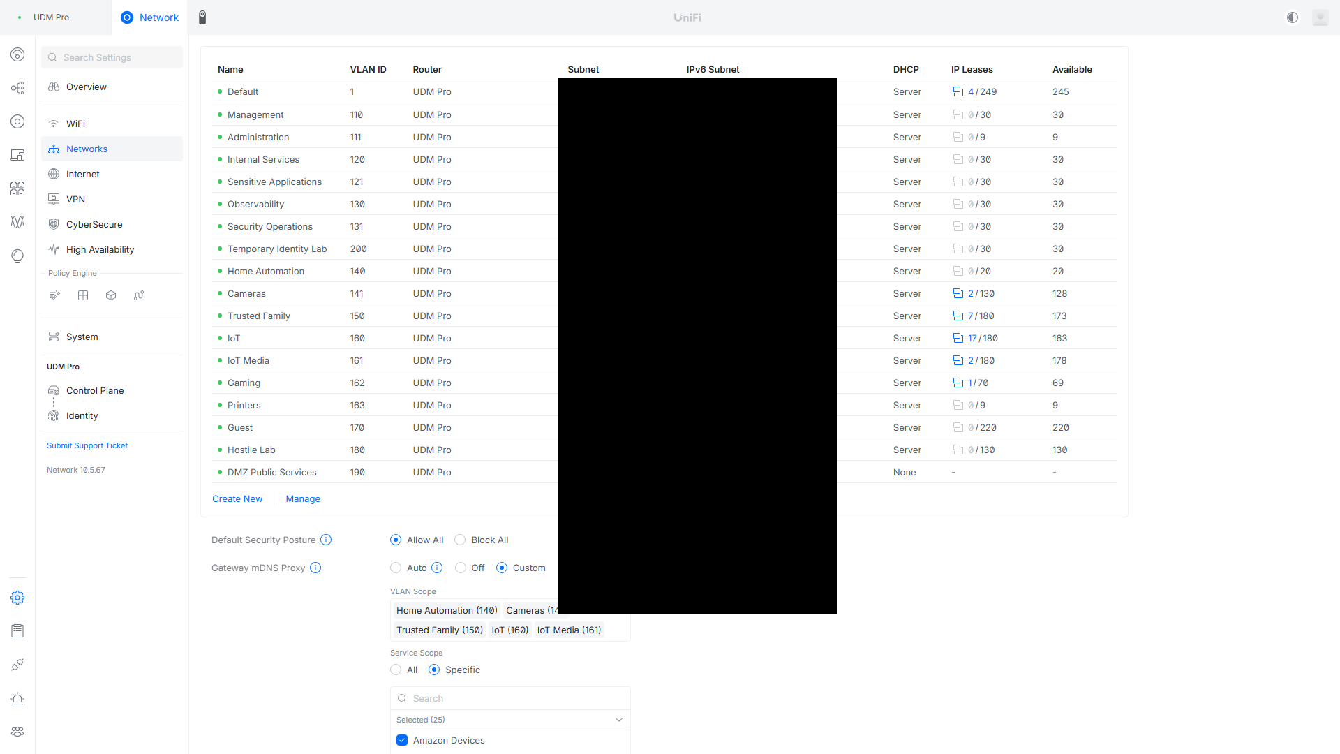 UniFi dual-stack network settings