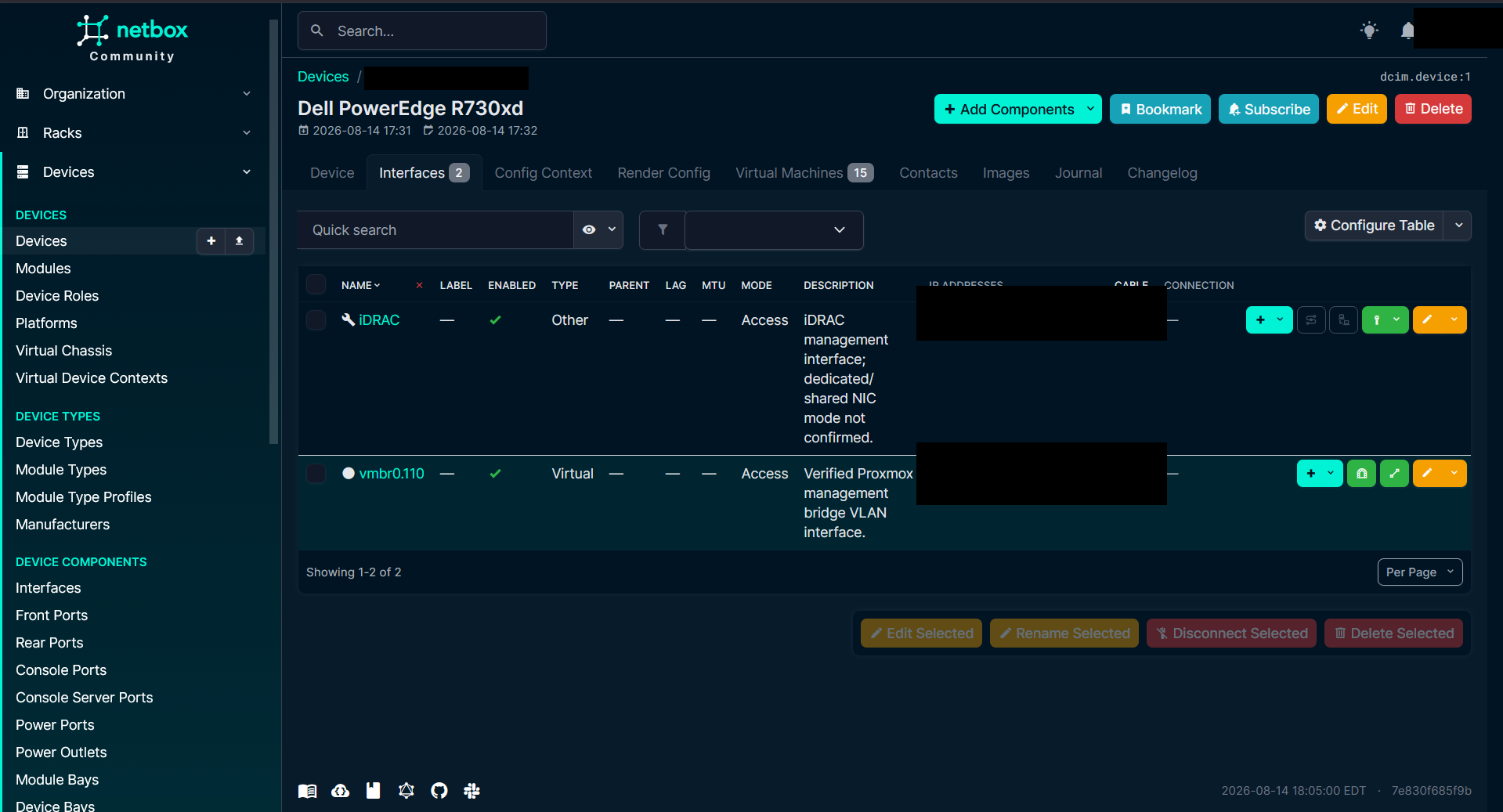 R730xd interface documentation